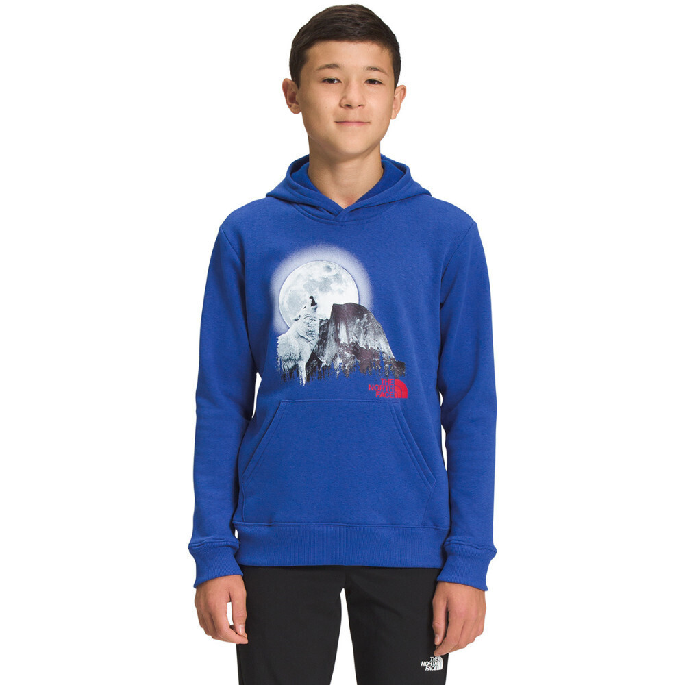 The North Face Camp Hoodie Boys M (10) Blue Fleece Long Sleeve Pullover RED532
